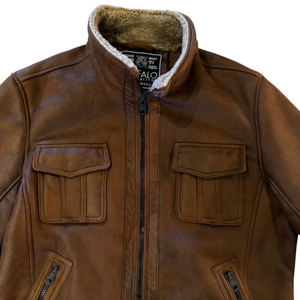 Like new! BUFFALO David Bitton Faux Leather Shearling Coat Size Large - Picture 11 of 13